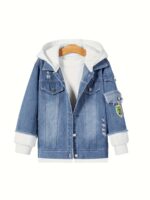 Cartoon Eagle Anime Hooded Denim Jacket for Truck Driver Cosplay, Denim Sweatshirt. - Image 8