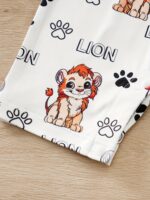 ⁦YIERYING Youngsters Boys' Summer Lion Cartoon Print Short-Sleeve Romper with Faux Suspenders - Soft Polyester Blend, Playful Animal Design, Easy-Care Hand Wash, Casual Youngsters Outfit | Cartoon Lion Design | Brand Yierying, Perfect for Outdoor⁩ - الصورة ⁦7⁩