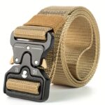 Durable Nylon Tactical Belt for Men, Quick Release Buckle, Elastic Outdoor Training Canvas Waistband, Black - Image 8