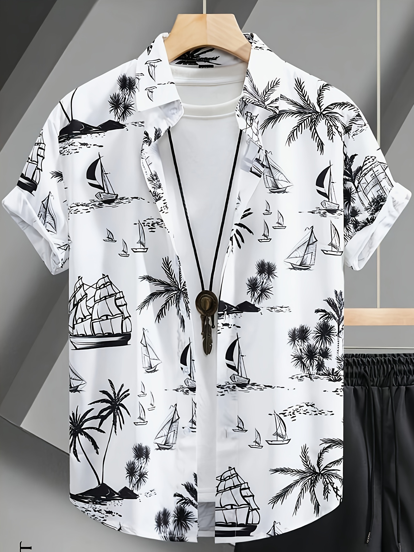 53890e12-5107-49e3-ae24-d39607aa4059-2.jpg Men's Trendy Hawaiian Shirt With Fancy Palm Tree Prints For Summer Beach, Pool And Vacation - Image 1