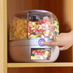 ⁦1pc Halloween Christmas Rotating Candy Bucket, Multi-Compartment Large Capacity Grain Storage Container, Mini Candy, Small Food Granules, Large Capacity Storage Bucket, Moisture-Proof Sealed Storage Jar⁩ - الصورة ⁦2⁩