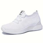 ⁦[Breathable Knit Sneakers] Lightweight Breathable Women's Knit Sneakers - Soft Sole Casual Shoes, Lace-Up Low-Top in Pink, White, Gray, Black - Comfortable Sporty Trainers for All Seasons⁩ - الصورة ⁦8⁩