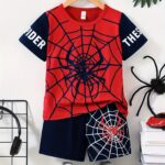 ⁦Men's and Children's Summer Spider Pattern Letter Casual Short Sleeve Suit⁩ - الصورة ⁦8⁩
