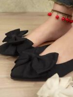 ⁦Women's Fashion Bow-Knot Flat Sandals, Casual Versatile Slip-Ons with Pointed Toe, Fabric Upper and Rubber Sole for All Seasons, Ladies Sandals⁩ - الصورة ⁦20⁩