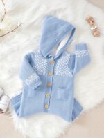 ⁦DovFanny Unisex Jumpsuit - Fleece-Lined Hooded Romper with Soft Fur-Lined Hood & Cuffs, Long Sleeve Winter Warmth, Easy Diaper Change Buttons, Cozy Winter Outfit for, Romper, Perfect for Outdoor⁩ - الصورة ⁦6⁩