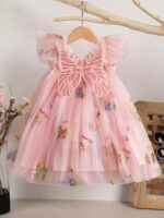 Girls' Dreamy 3D Butterfly Wings Dress - Sweet and Colorful Floral Embroidered Tulle Princess Skirt for Summer Birthday Parties - Image 8