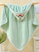 ⁦Baby's Animal Pattern Hooded Bathrobe, Multi-functional & Highly Absorbent, Soft Comfortable Pajama, Must-have Robes After Swimming/beach/Bathing⁩ - الصورة ⁦7⁩