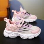 [Lightweight] Breathable Mesh Running Shoes, Casual Sports Style with Striped Pattern, All-Season Low Top Sneakers with Hook-and-Loop Fastener Closure, Round Toe Fabric Upper & EVA Sole for Boys and Girls, Cute Shoes - Image 5