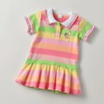 Girls' Summer New Striped Rabbit Embroidery Short Sleeve Dress - Image 12