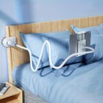 360-Degree Rotatable Tablet and Phone Stand with Flexible Gooseneck Clip Arm - Ideal for Watching in Bed and on a Table, Freeing Up Your Hands, Bedside Table Accessory | Modern Table Accessory | Adjustable Arm