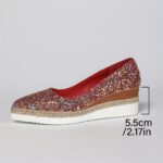 Women'S Red Glitter Wedge Loafers - Sexy Pointed Toe, Thick Sole, Microfiber Upper & Inner, Rubber Sole, Hand Washable, All-Season Comfort Shoes for Weddings and Formal Events, Wedding Shoes for Brid