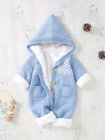 DovFanny Unisex Jumpsuit - Fleece-Lined Hooded Romper with Soft Fur-Lined Hood & Cuffs, Long Sleeve Winter Warmth, Easy Diaper Change Buttons, Cozy Winter Outfit for, Romper, Perfect for Outdoor