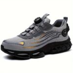 ⁦Unisex Safety Work Shoes with Easy-On Buttons, Breathable Fabric Upper, Air Cushioned Sole, Round Toe, Low Top Lace-Up, Wear-Resistant Faux Sole, Comfortable Indoor/Outdoor Sports Shoes⁩ - الصورة ⁦7⁩