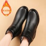 ⁦1Pr ZOLNEI Women'S Winter Snow Boots, Casual Round Toe Dress Boots with Zipper Closure, Flat Block Heel, Faux Upper, Fabric Lining, PU Sole, Warm Fleece-Lined, Non-Slip for All Seasons⁩ - الصورة ⁦7⁩