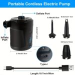 USB Rechargeable Electric Air Pump - Compact, Wireless Inflation Device for Camping, Portable for Inflatable Cushions, Air Mattresses, Boats, Swimming Rings, Made with Durable ABS & Copper - Image 5