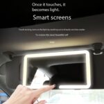 Car Sun Visor Makeup Mirror with LED Three-Color Light, Adjustable Brightness, And Designed for Vehicle Use.