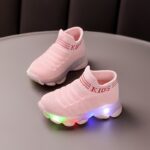 2025 New Fashionable Light Up Sneakers for Boys and Girls - Slip-Resistant Brown Geometric Walking Shoes with Cute Patterns for Toddlers and Infants - Image 9