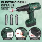 ⁦MISFANS 1 Kids Tool Set with Toy Drill and Hammer, Electronic Play Tool Kit, Pretend Play DIY Toy Box, Educational STEM Gift, with Carrying Case, for Children Ages 3-6 Years, Green Plastic Toys⁩ - الصورة ⁦3⁩