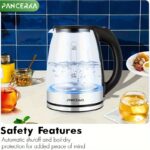 ⁦PANCERKA Electric Kettle, 1.8L, LED Illuminated, High Borosilicate Glass, Auto Shutoff, Boil-Dry Protection, 360° Base, Stainless Steel, 220V-240V, European Standard Plug, No Conversion Plug, Rated Power 1500W⁩ - الصورة ⁦6⁩