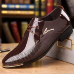 Plus Size Men's Plain Toe Classic Derby Shoes, Comfy Non Slip Lace Up Durable Rubber Sole Dress Shoes, Men's Business Occasion Shoes - Image 4