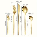 Elegant 30pcs Golden Stainless Steel Cutlery Set - Includes Knives, Forks, Spoons & Dessert Spoons - Dishwasher Safe for Home, Kitchen, Restaurants, Hotels, Parties, Thanksgiving, Easter, Christmas & Weddings, High-grade, Utensil Set - Image 6