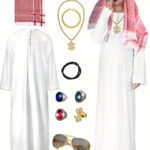 10pcs Adult Men'S Robe Bodysuit Arab Middle East Church Cosplay Costume Set, Men'S Hijab White Arab Costume Party Fashion Set, Suitable for Masquerade Stage Performances, Carnival Halloween Christmas, Various Event Theme Parties - Image 7