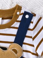 ⁦Boys And Babies Newborn Regular Onesie with Cute Bear Football Embroidery Pattern⁩ - الصورة ⁦6⁩