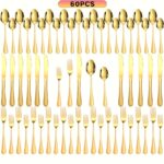 60pcs Stainless Steel 1010 Tableware Set, Including Dinner Knife, Spoon, Fork, Dessert Spoon, Dessert Fork, Suitable for Home, Kitchen, Restaurant, Party, Christmas, Wedding - Image 2