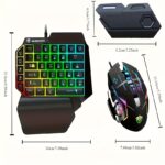 ⁦3-in-1 converter, one-handed keyboard, gaming keyboard and mouse combination, 35 game-specific keys, RGB lighting, membrane keyboard, ergonomic design, automatic pressing and grabbing of peripherals, long-term use without fatigue⁩ - الصورة ⁦6⁩