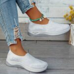 Women'S Breathable Black Sneakers with White Sole - Casual, Motion-Control Support, Rubber Base, All-Season Comfort Shoes, Casual Footwear | Stylish Sneakers | Comfortable Walking Shoes - Image 5