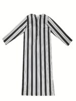 Men's Red & Black Striped Arabic Kaftan Robe - Loose Fit Hooded Muslim Abaya with Elastic Fabric, Machine Washable All-Season Traditional Islamic Clothing, Modest Apparel, Medium Elasticity, Comfortable Wear - Image 3