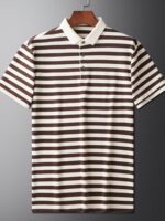 Men's Summer Striped Shirt - Casual Short Sleeve, Black & White Vertical Stripes, Button-Up Collar, Machine Washable, Comfort Fit for Business or Leisure, Versatile Menswear, Medium Elasticity Fabric - Image 6