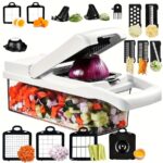 ⁦1 Set, 22in1/ 15in1, Vegetable Chopper, Multifunctional Fruit Slicer, Manual Food Grater, Vegetable Slicer, Cutter With Container, Onion Mincer Chopper, Household Potato Shredder, Kitchen Stuff, Kitchen Gadgets, Dorm Essentials Kitchen Accessories⁩ - الصورة ⁦9⁩
