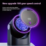 5.1-Inch Rechargeable Desktop Fan with 100 Speeds, Quiet Strong Airflow, LED Digital Display – Portable USB-Powered Fan for Office, Bedroom, Kitchen, Travel & Camping, Compact Design, USB Charging, Lithium Battery, Portable Fan | Modern Design | USB Charg - Image 9