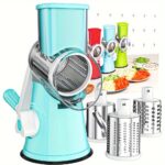 Multifunctional 3-in-1 Easy-to-Use Manual Cheese and Vegetable Potato Grater with Handle - Made of Durable Plastic, Rustproof, Easy to Clean, Perfect for Kitchen, Camping, and RV Use - Includes 3 Interchangeable Shaving Blades