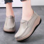 Women's Casual Genuine Faux Leather Platform Loafers - Lightweight Slip-on Fashion Sneakers with Round Toe, Soft PU Sole, Mid Top Design, Comfort Insole, All-Season Shoes from Quanzhou - Image 8