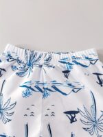 ⁦Boys' Summer Fashion Vacation Style Woven Shirt & Shorts & Fisherman Hat Set - Perfect for Beach Holidays, Perfect for Outdoor⁩ - الصورة ⁦4⁩