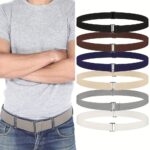 Men's No Show Stretch Belt, Invisible Elastic Web Strap Belt With Flat Buckle For Jeans And Pants