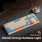 ⁦EWEADN Gaming Keyboard wired-rainbow Backlit, Portable black Keyboard Office-98 Keys, Computer External Keyboards Ergonomic design, with Multimedia knob, Ball keycaps, for gamers and Office, Compatible with Windows/Laptop Gaming peripherals⁩ - الصورة ⁦5⁩