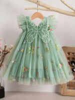 Girls' Dreamy 3D Butterfly Wings Dress - Sweet and Colorful Floral Embroidered Tulle Princess Skirt for Summer Birthday Parties