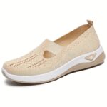 ⁦Women'S Breathable Mesh Slip-On Sneakers - Casual Comfort Walking Shoes, Solid Brown, All-Season Use, Low Top, Simple Toe Design, Lightweight Flat Outdoor Shoes, Comfortable Walking Shoes | Elegant Slipon Sneakers | Breathable Upper⁩ - الصورة ⁦14⁩