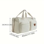 Large Capacity Diaper Bag for Parents - Multi-Compartment Travel Organizer with Zippered Main Compartment, Suitable for Youngsters' Essentials, Polyester Material, White with Cute Bear Emblem - Image 2