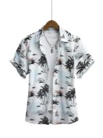Men's Trendy Hawaiian Shirt With Fancy Palm Tree Prints For Summer Beach, Pool And Vacation - Image 2