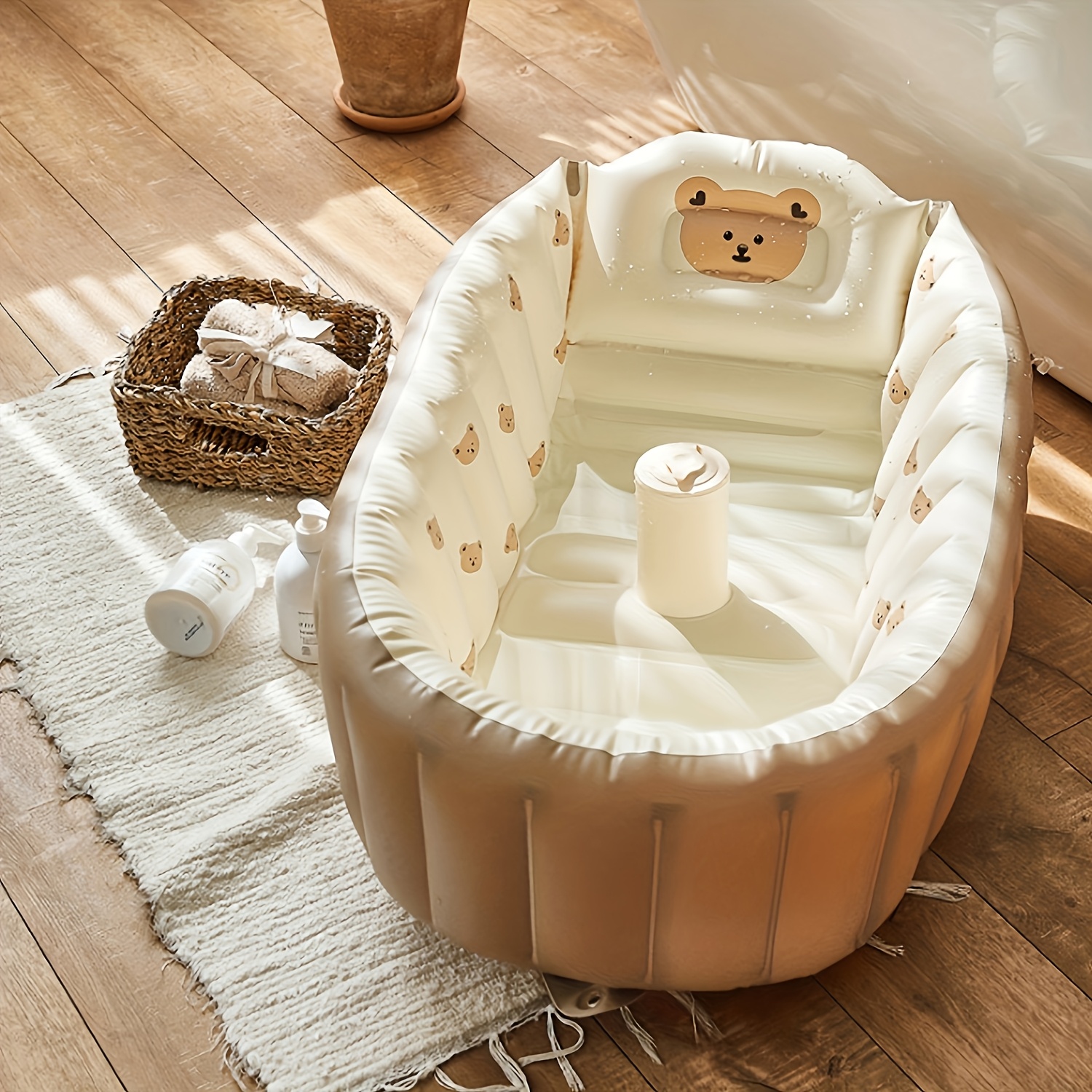 6a461668-6395-4d76-813a-33ed6cb09ed9.jpg Korean baby inflatable bathtub bathtub Children high appearance level baby PVC bathtub bathtub portable collapsible bath tub game pool inflatable bathtub travel artifact - الصورة 1