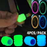 4pcs Vibrant Glow-in-the-Dark Tire Valve Caps for Cars, Bikes & Motorcycles - Hexagon Shape, Durable ABS, Multi-Color Options, Vehicle Accessories|Stylish Wheel Accents|Longlasting Glow Caps, Tire Caps