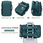 ⁦1pc Waterproof 43.94cm Business Laptop Backpack with Shoe Compartment, Large Capacity Travel Rucksack for Hiking & Camping, Multiple Compartments & Padded Sleeves, Fits College Students & Women's Work Carry-On, Teal Green, Organized Storage Design | Highq⁩ - الصورة ⁦10⁩