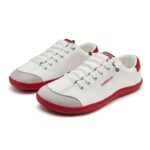 ⁦HOBIBEAR Unisex Slip-On Sneakers - Minimalist Geometric Design, Wide Toe Box & Breathable, Lightweight Rubber Sole with Shock-Absorbing Insole, Anti-Slip Casual Shoes for Walking & Casual Attire (White/Red, Orange, Grey-Green), Allseason Footwear, Stylish⁩ - الصورة ⁦4⁩
