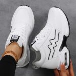 Women'S High-Top Sneakers with Thick Sole - Comfortable, Breathable, Casual White Sneakers with Lace-Up Closure, Stylish Design for All Seasons, Casual Footwear | Stylish High Top Sneakers | Comfortable Footwear - Image 4