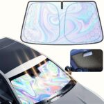 [2025 Upgraded] Car Windshield Sun Shade, UV | Sun Protection, Extended Edge No Light Leakage Design Cooling Protect Car Interior from UV Damage, Foldable Car Windshield Sun Visor for Front Window, Summer Sunscreen - Image 2