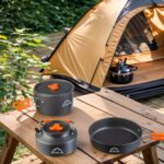 jetbeam Kettle Set Pot for 4-5 People Camping Large and Frying Pan + 1.6L Water Boiling Pot Outdoor Camping Cookware Portable Combination Pot Set Camping Tableware, easy to carry and small space occupation, cookware, frying pan, kettle, foldable storage, - Image 3